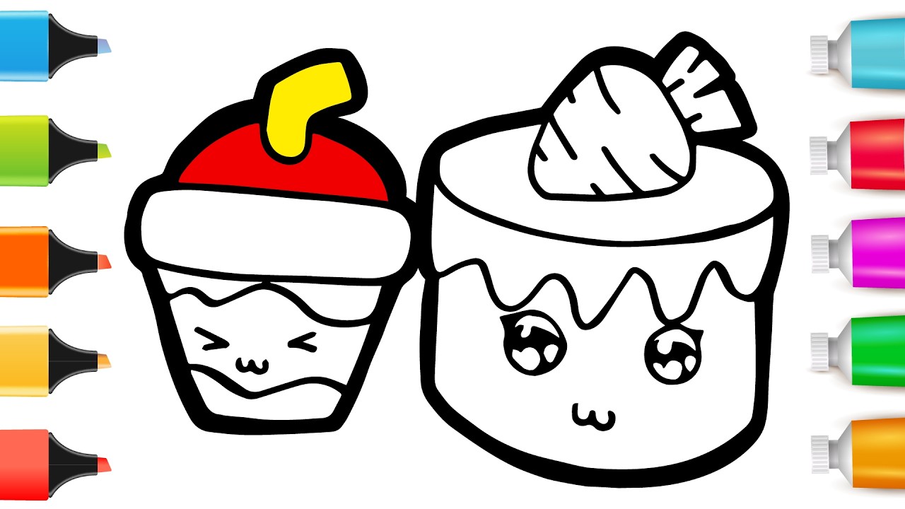 How to Draw a Soft Drinks and Cakes | Step by Step Easy