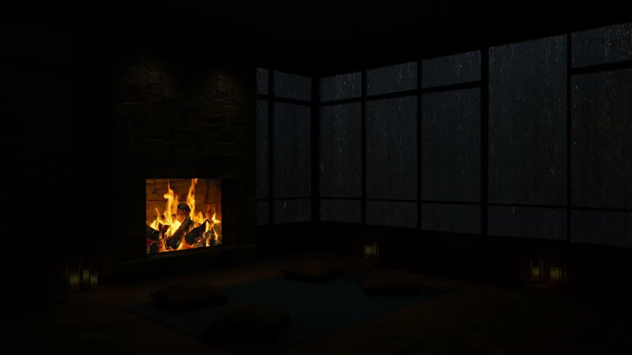 ( No Ads ) Calming Rain & Fireplace Sounds 🌧️🔥 The Perfect Deep Sleep Remedy