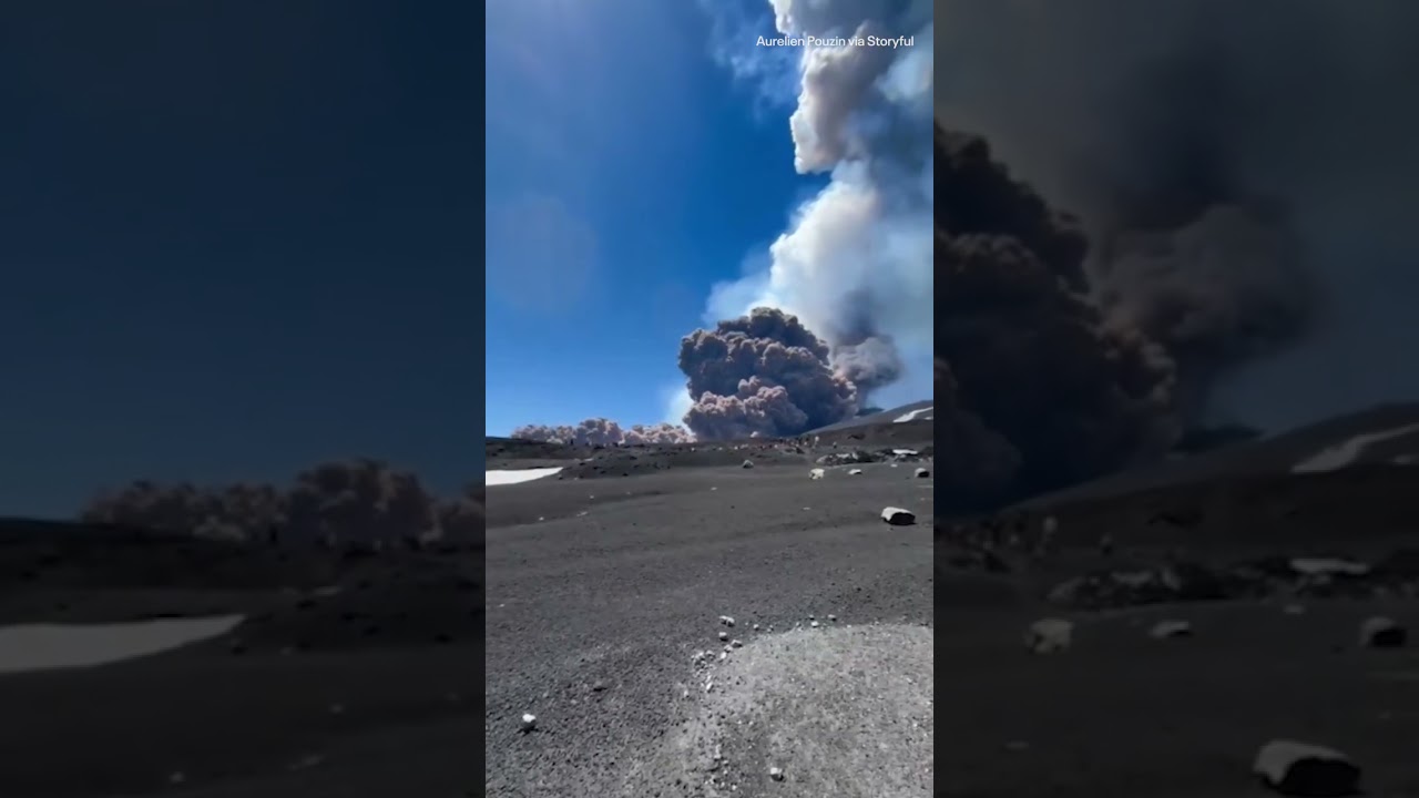 Volcano erupts as Mount Etna causes people to flee huge ash plume