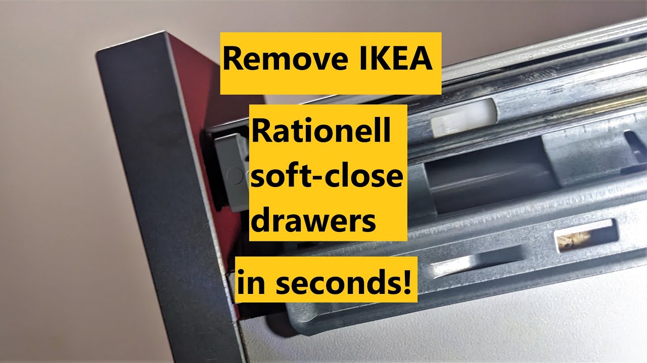 How to remove IKEA Rationell kitchen soft close drawer from slider rails. Secret Lever!