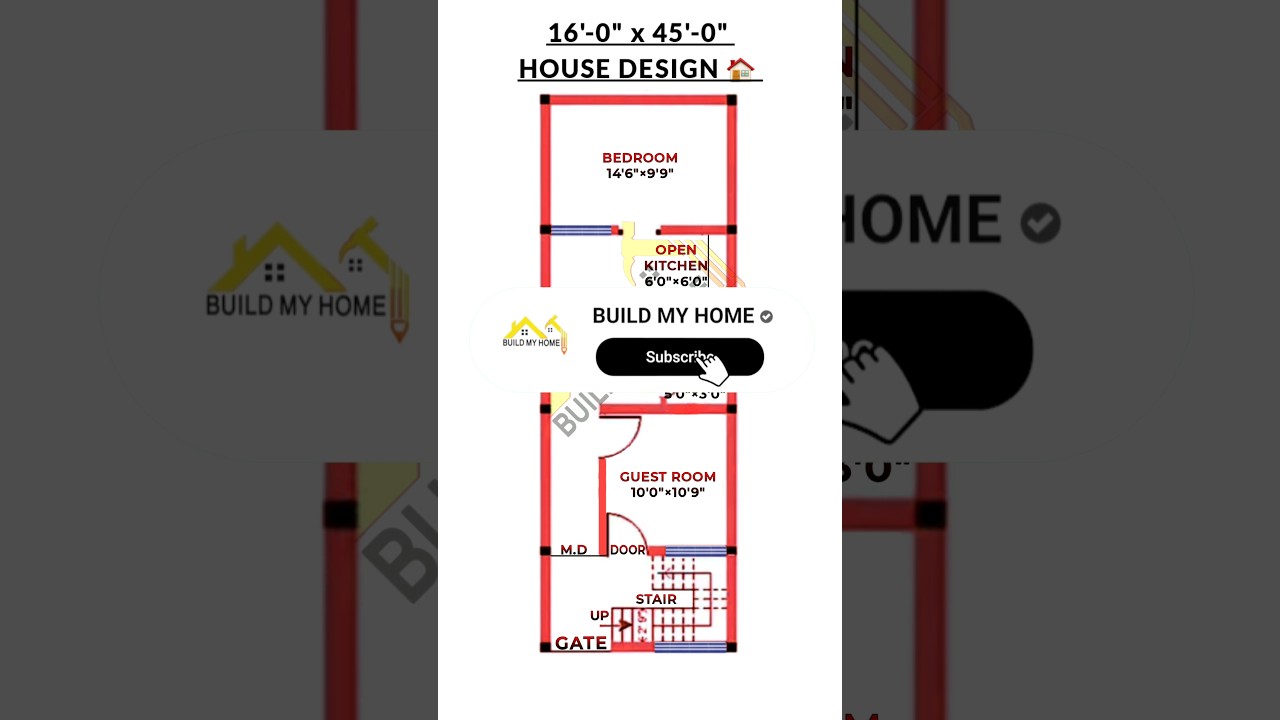 16 x 45 house design/ 16 x 45 ghar ka naksha/ 16 x 45 house design/ #buildmyhome #shorts  #trending