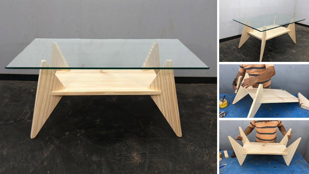 MESA DE SALA MODERNA con MADERA y VIDRIO | Proyecto Fácil y Elegante