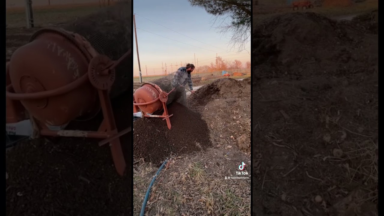 Compost sifter using a cement mixer