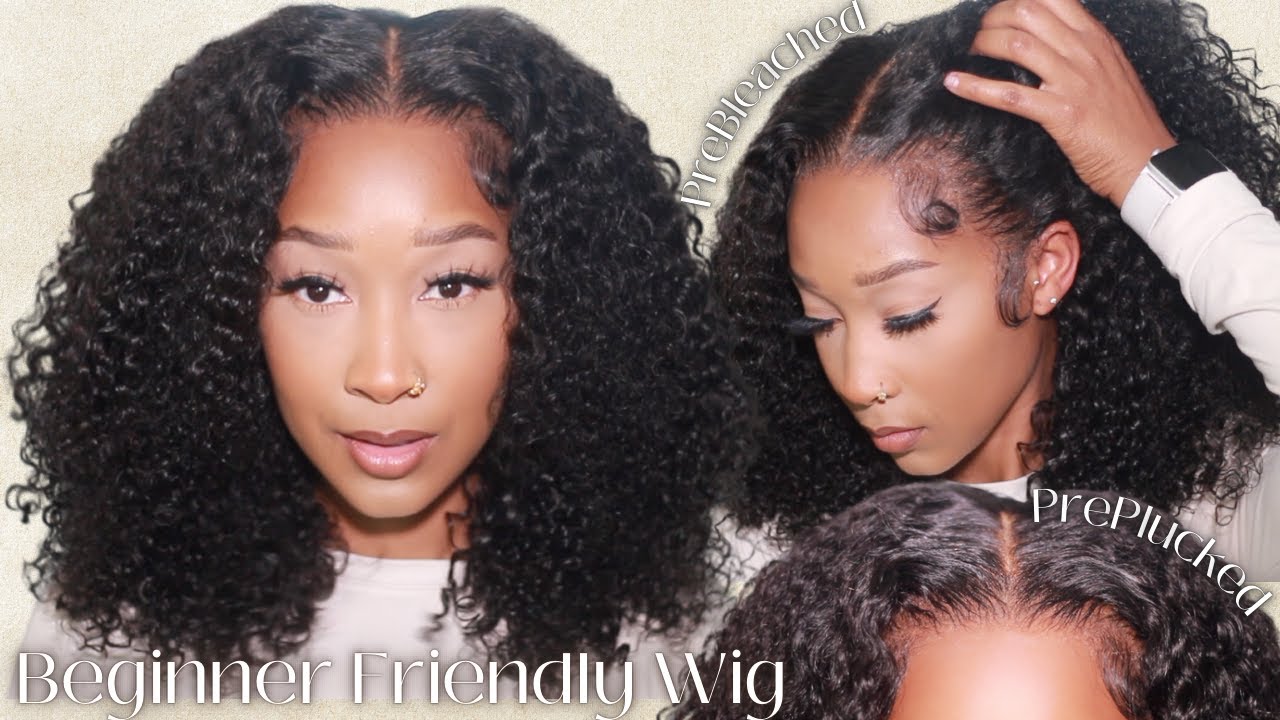 EASIEST Curly Bob Wig Install. PREPLUCKED, PREBLEACHED, Perfect for Beginners. Wiggins Hair.