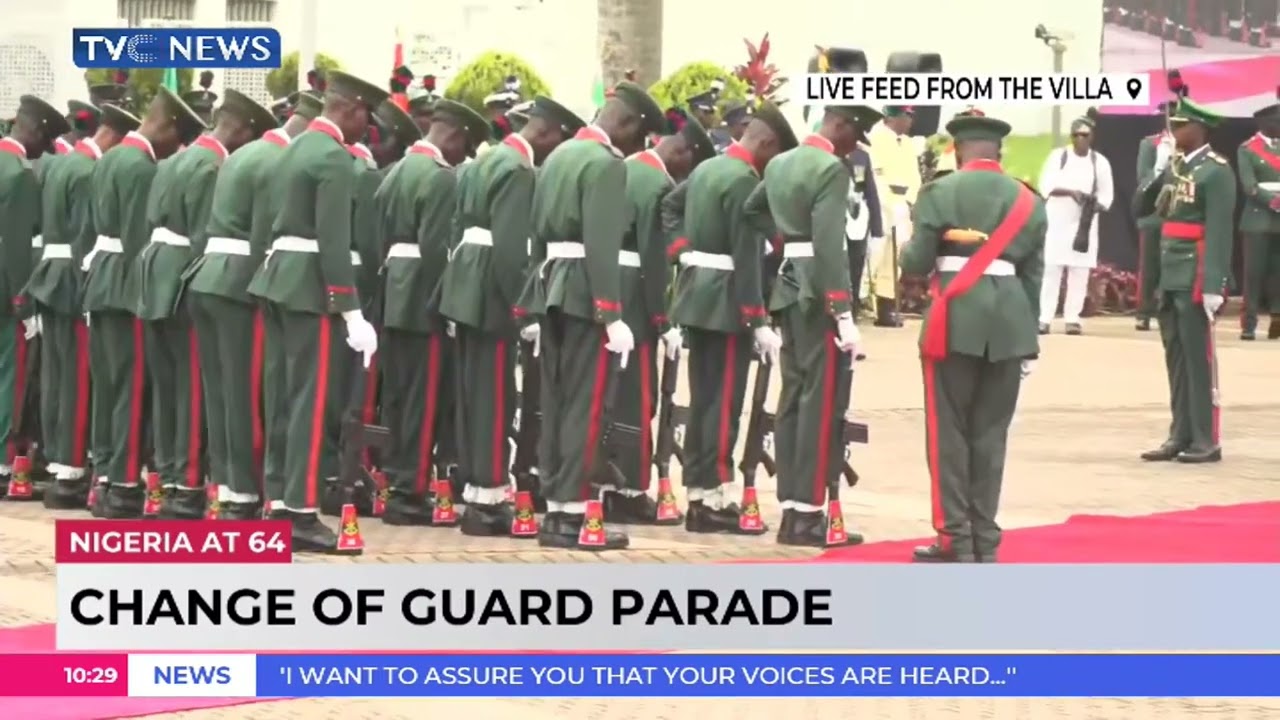 Nigeria At 64: Change Of Guard Parade At Presidential Villa Abuja