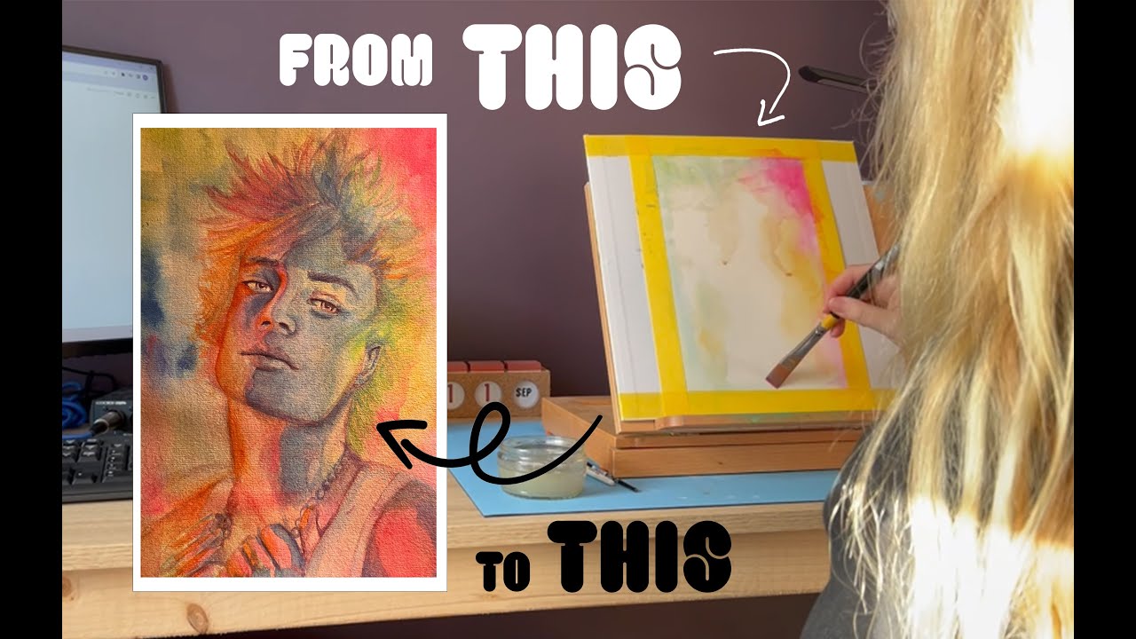 Gouache Portrait Time Lapse - Start to Finish #paintwithme