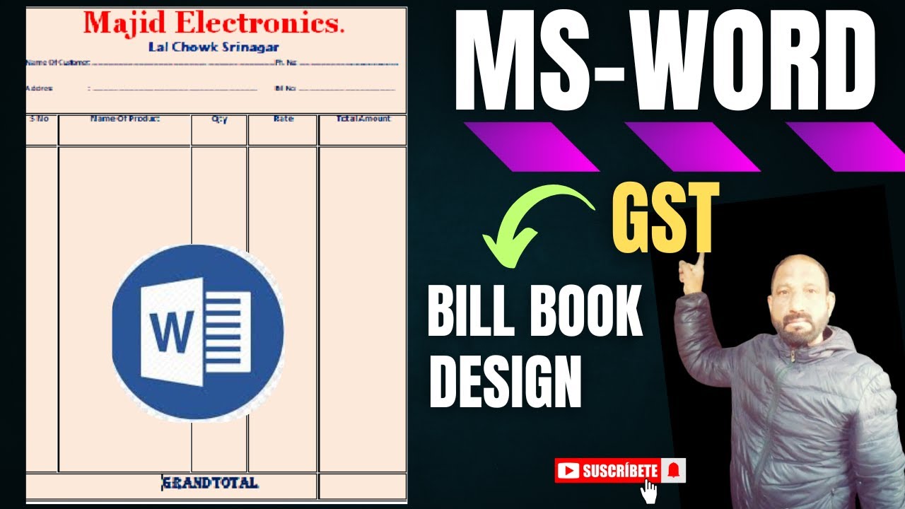 Bill Book Design In Ms-Word ! Bill Book Ap kise   banyan Ms-Word