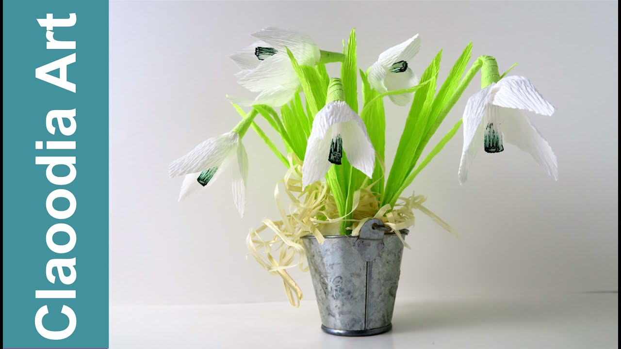 Przebiśniegi z krepiny (DIY Snowdrops from crepe paper)