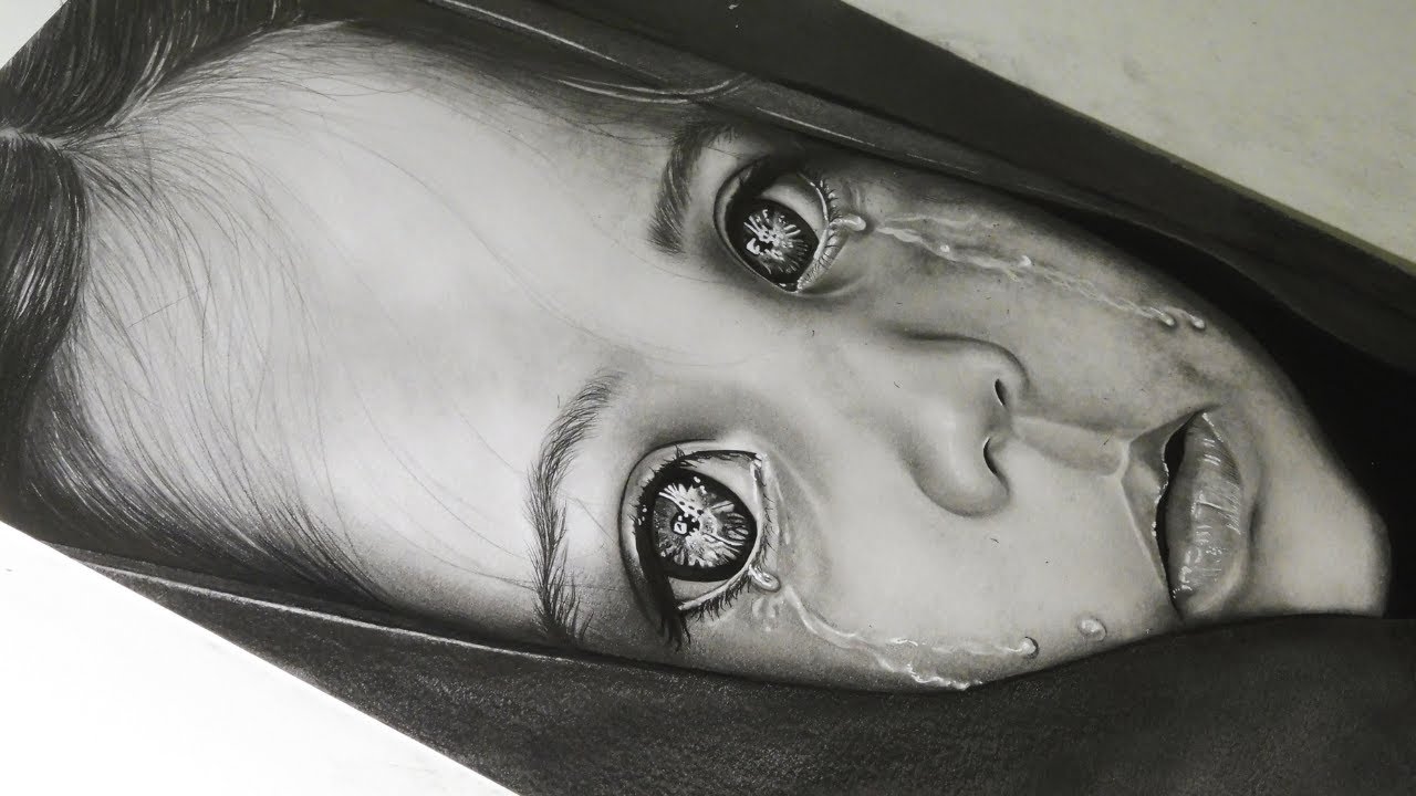 Portrait d'enfant: une fillette👧Time Lapse #drawing #portrait #timelapse #dessin #hyperrealistic