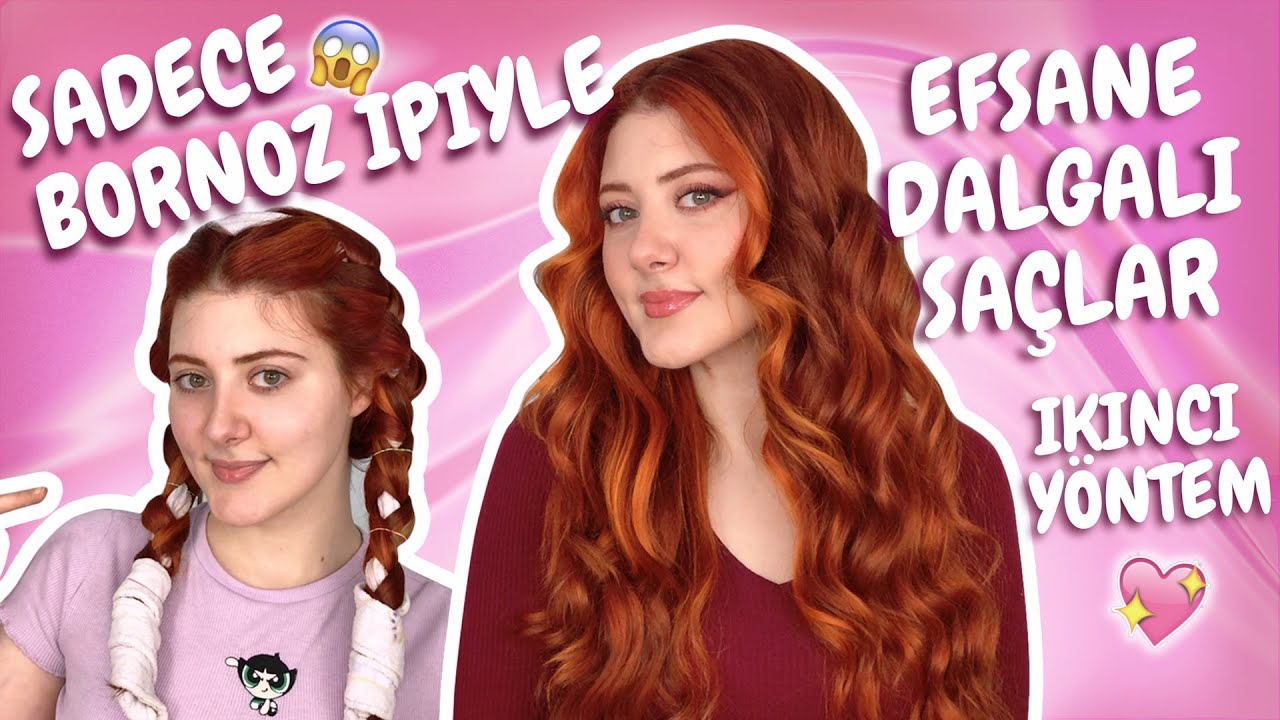 Bornoz İpi ile Saçlarımı Dalgalı Saç Yapıyorum 🌸 Isısız Muhteşem Dalgalı Saçlar ⭐ Bornoz Kuşağıyla