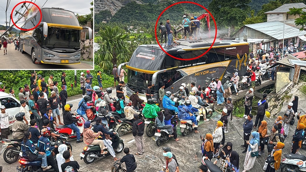 KABAR BURUK HARI INI !!! SITINJAU LAUIK LUMPUH TOTAL, Insiden Bus Ditimpa Tiang Listrik
