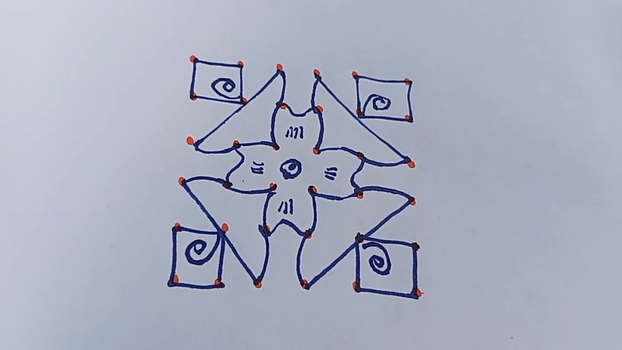 7 days 7 kollam,🌹 easy rangoli 🌹 simple kolam with dot 🌹 6*6
