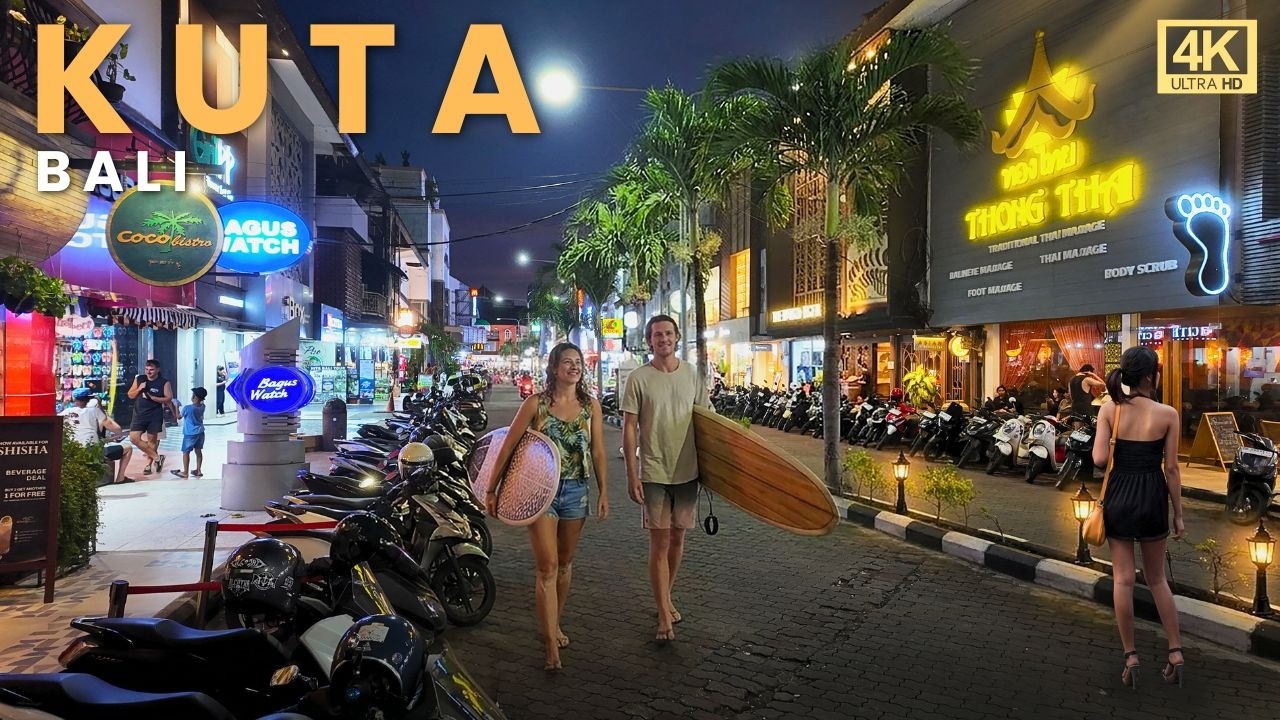 Slow Sunset Walk at Kuta Beach Bali 🌴 Relaxing Beach Atmosphere (4K)