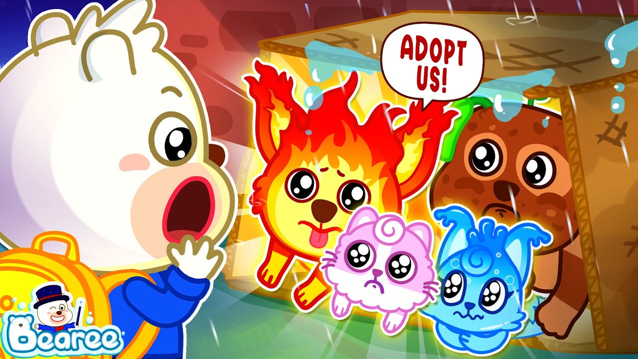 Elemental Pets Are Adopted Since Birth by Bearee | Funny Pets Cartoon for Kids | Bearee Kids Show