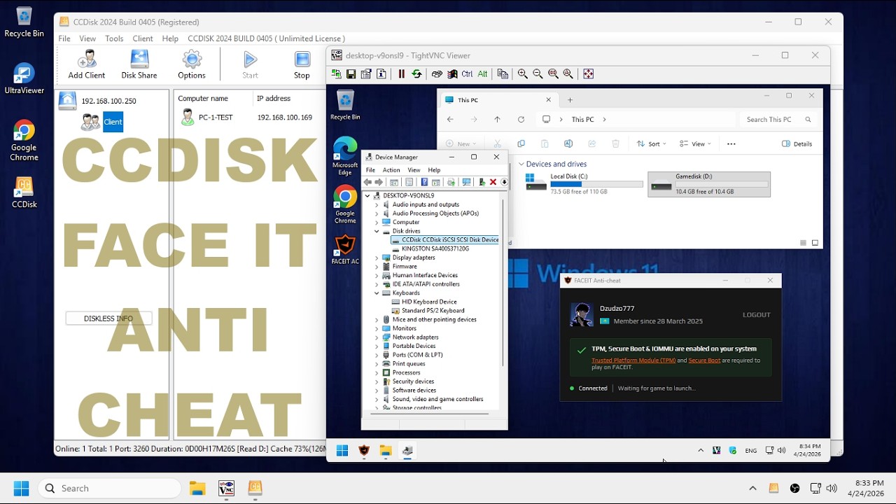 CCDISK HALF DISKLESS FACEIT ANTI CHEAT INSTALLATION WITH FULLY OPTIMIZE WINDOWS 11 25H2 VHD COMPLETE