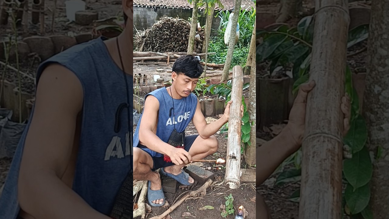 COBA PEGANG MERIAM BAMBU #shortvideo #viralshorts #meriam