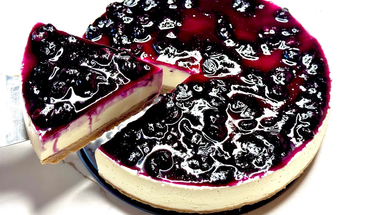CHEESECAKE DE ARÁNDANOS SIN HORNO. RECETA FÁCIL Y RIQUÍSIMA.