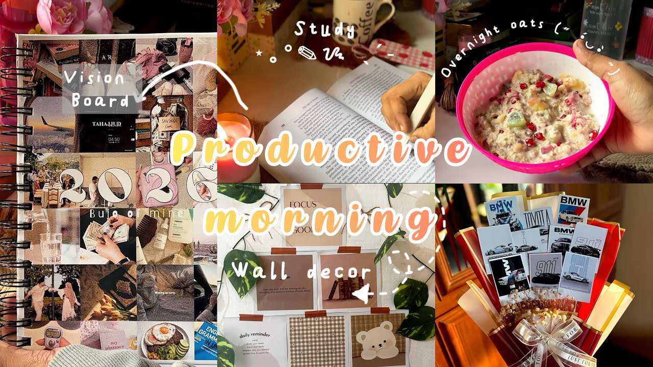 ᥫ᭡.ִֶָ𓂃Productive morning🍂🌥️/ Malayalam / Bullet journal/ Vision Board ideas 👀/ wall decor/ Cozy🤍