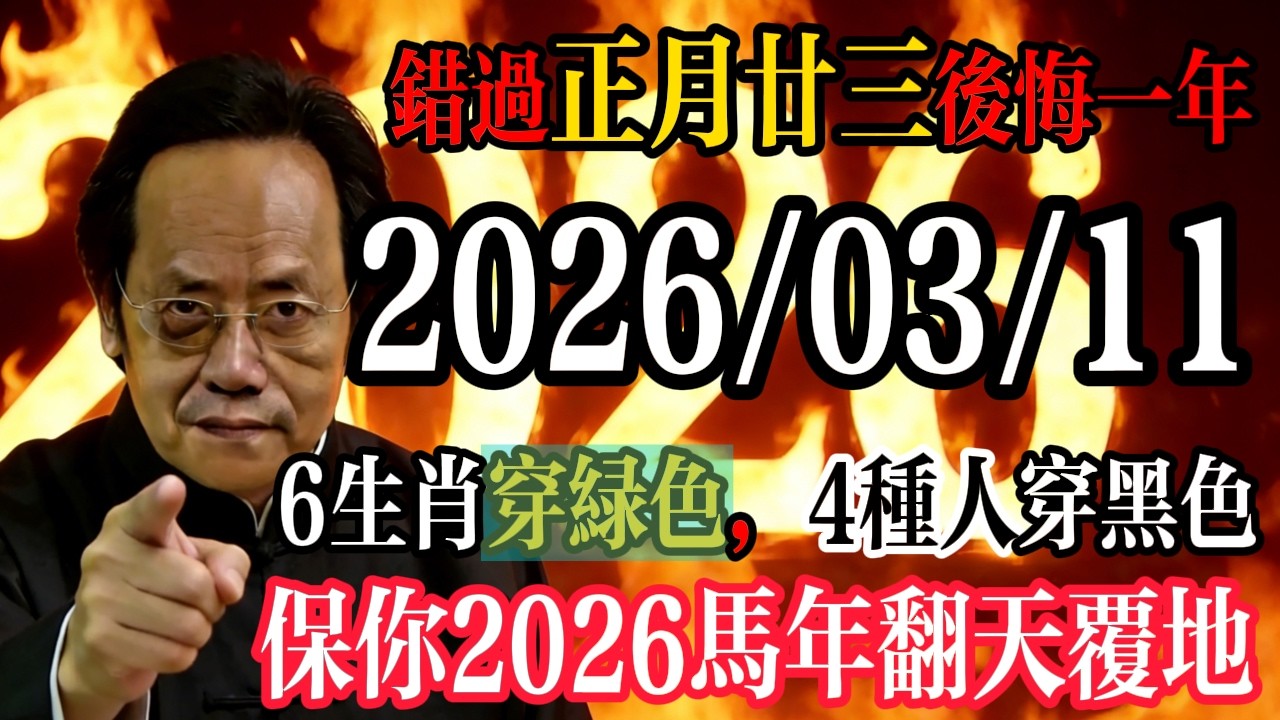 倪海廈預言警告:3月11號正月廿三交運必看！6生肖穿绿色，4種人穿黑色，保你2026馬年翻天覆地!