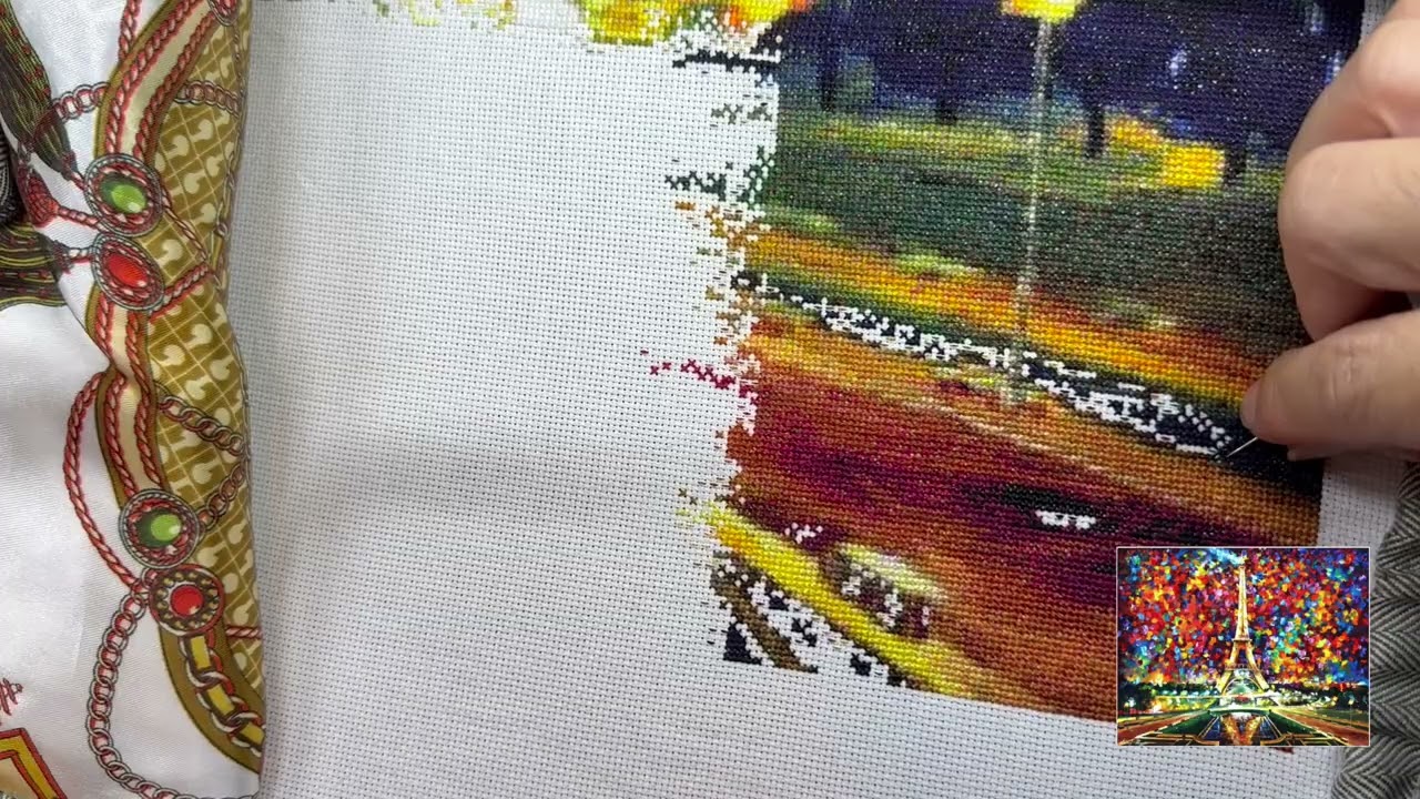 Flosstube Cross stitch 55: Stitch with me - Paris of my dreams Max Colour #asmr #crossstitching