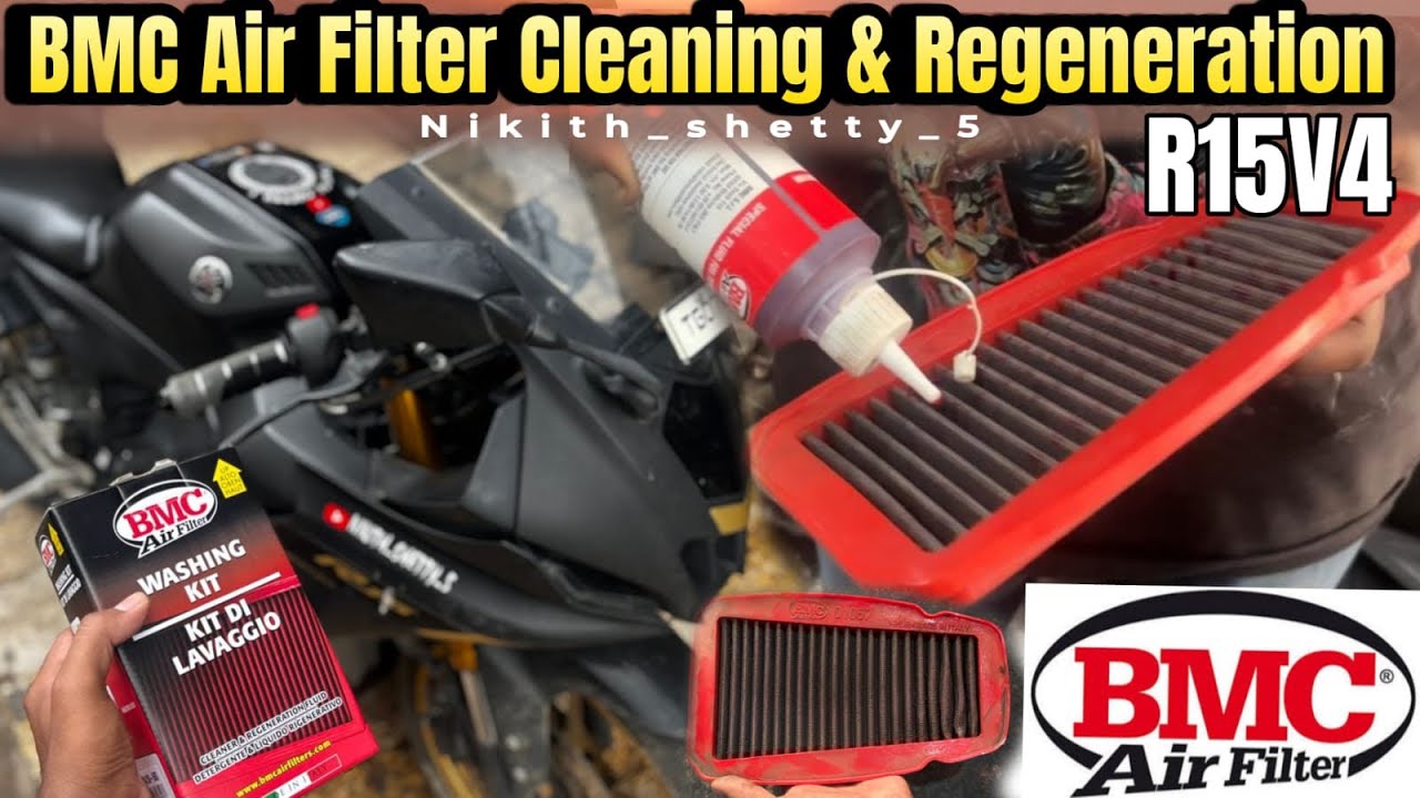 BMC Air Filter Cleaning & Regeneration For R15V4 || Nikith shetty