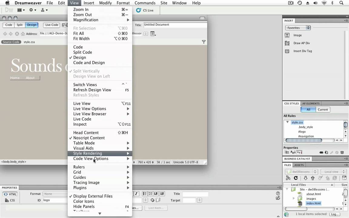 Dreamweaver CS5 Tutorial:  Designing Your Web Page