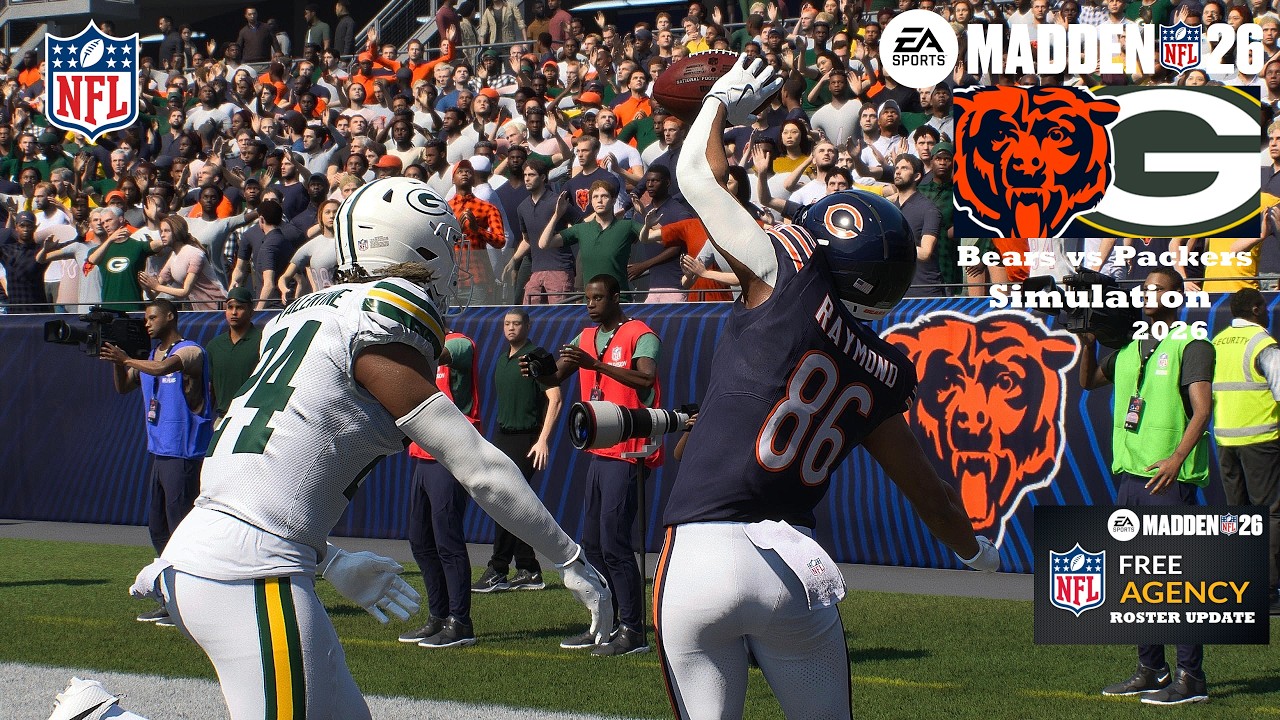 Madden 26 Kalif Raymond Bears vs Green Bay Packers - Updated Roster Simulation 2026 Game Play