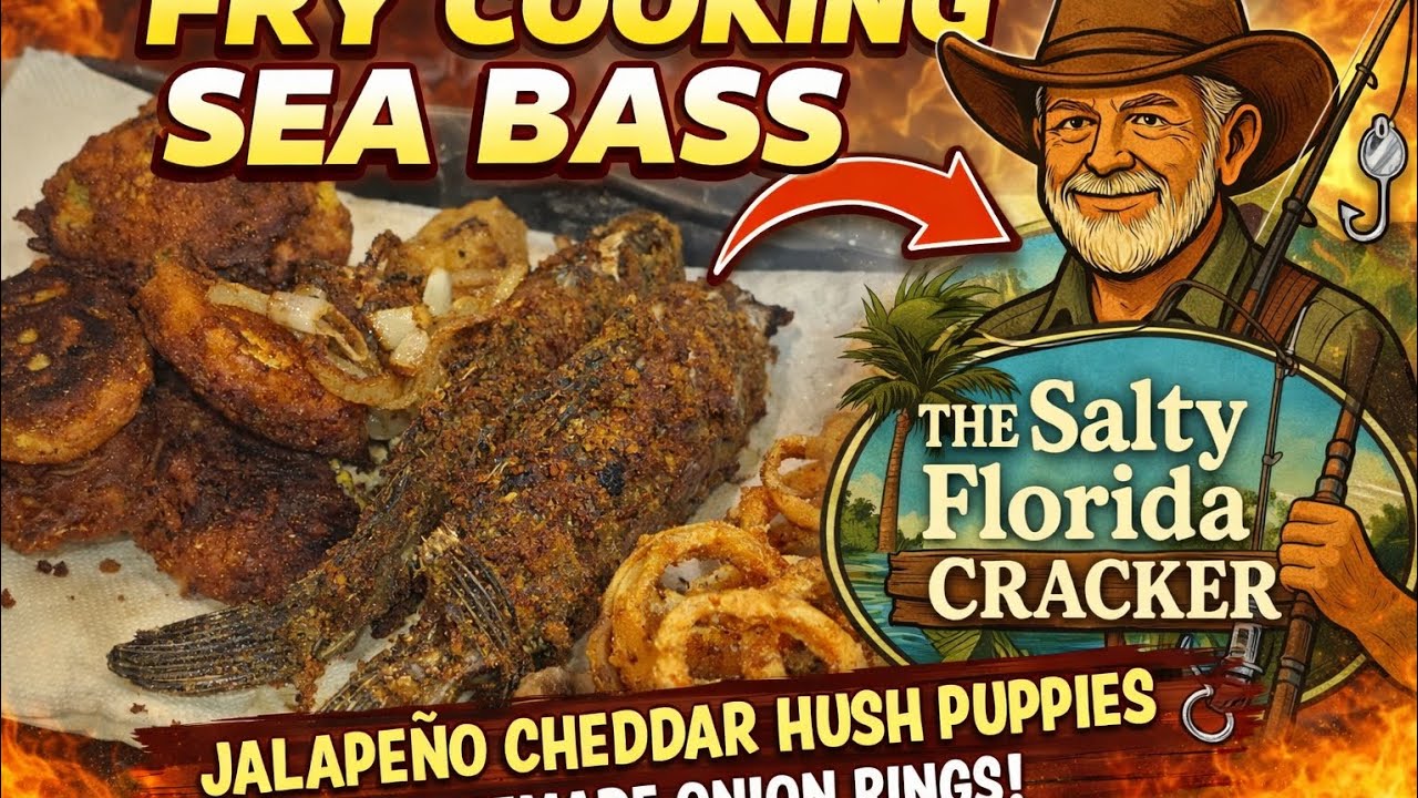 Cracker Style:Old-School Fish Fry! Crispy Sea Bass, Jalapeño Hush Puppies & Onion Rings