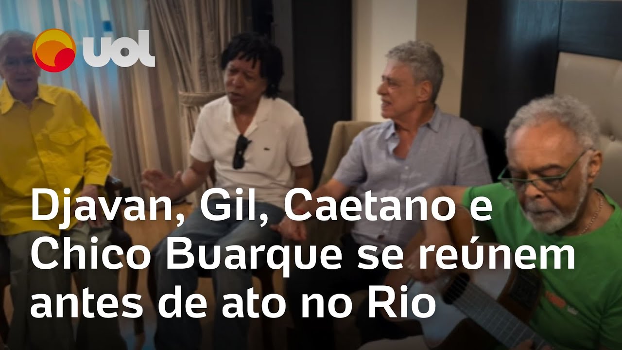 Manifestação no Rio: Caetano, Gilberto Gil, Djavan e Chico Buarque se reúnem antes de ato contra PEC