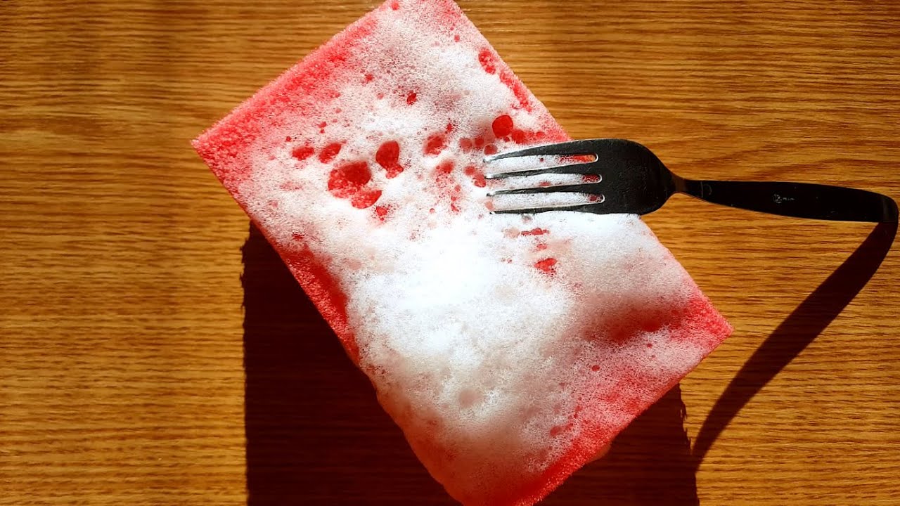 Soapy sponge with fork - scratching/shredding & ripping |WATCH IN HD| ig @asmr_by_ann