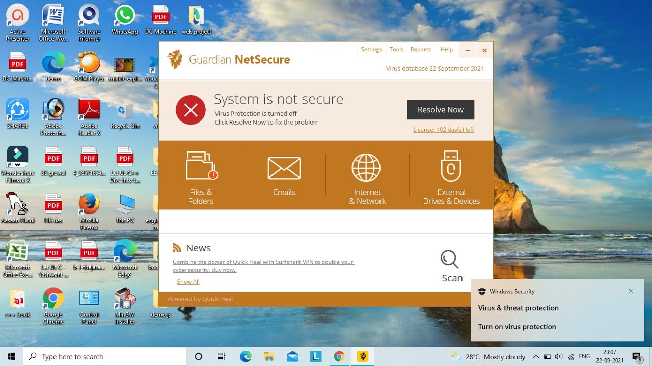 how to disable guardian net secure for temporarily for crack file ,suspicious zip file etc.
