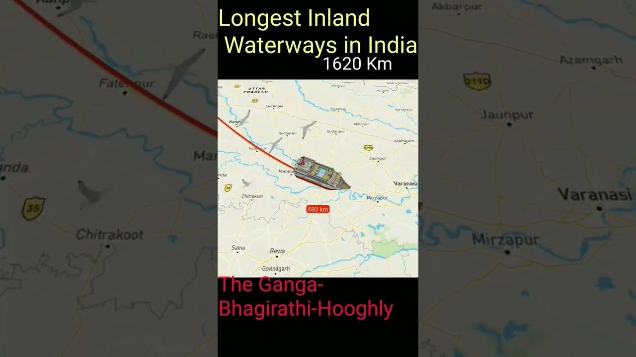 Longest Inland waterways in india #The Ganga Bhagitathi-Hooghly river system #inland #rivers