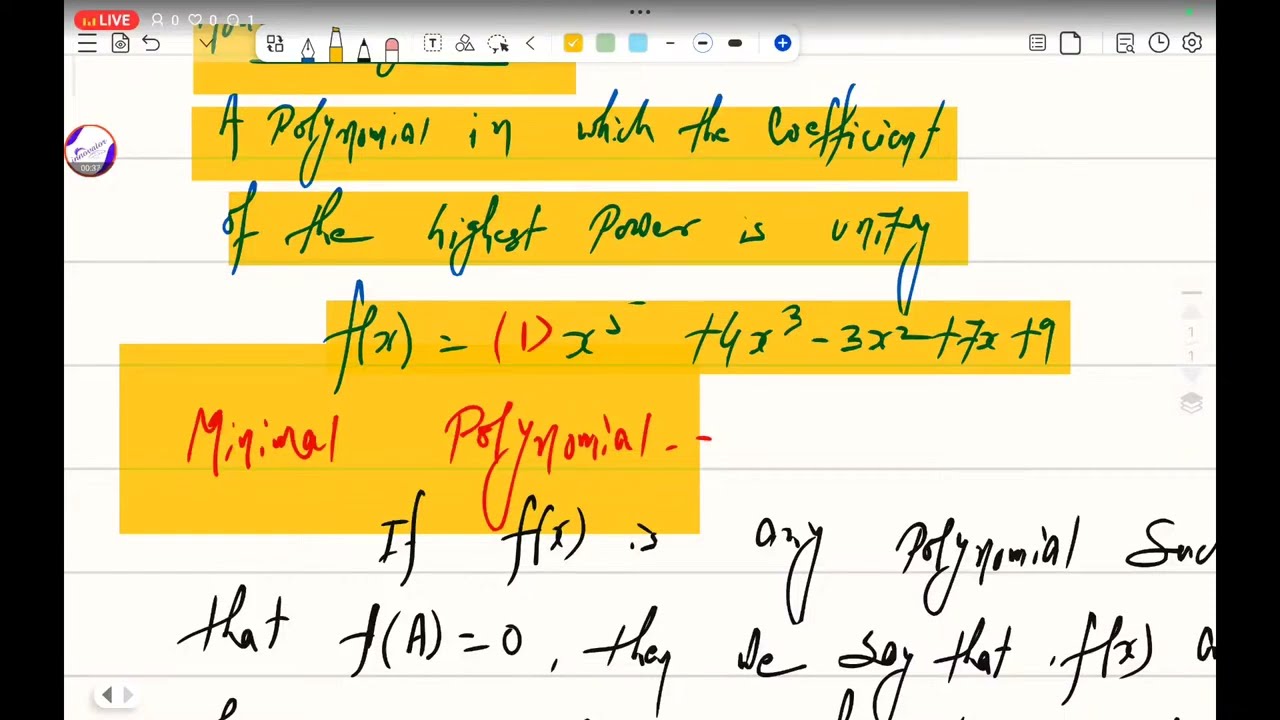 minimal polynomial BSc semester 2 introduction with example