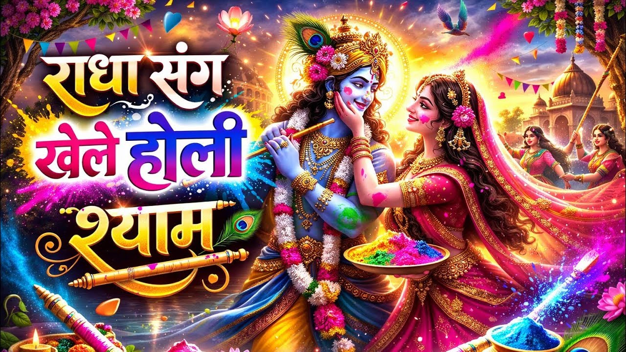 🤗 राधा संग खेली होली श्याम 💖। राधा कृष्ण होली🎶। Radha Krishna Holi Song। #krishna #viral #song #holi