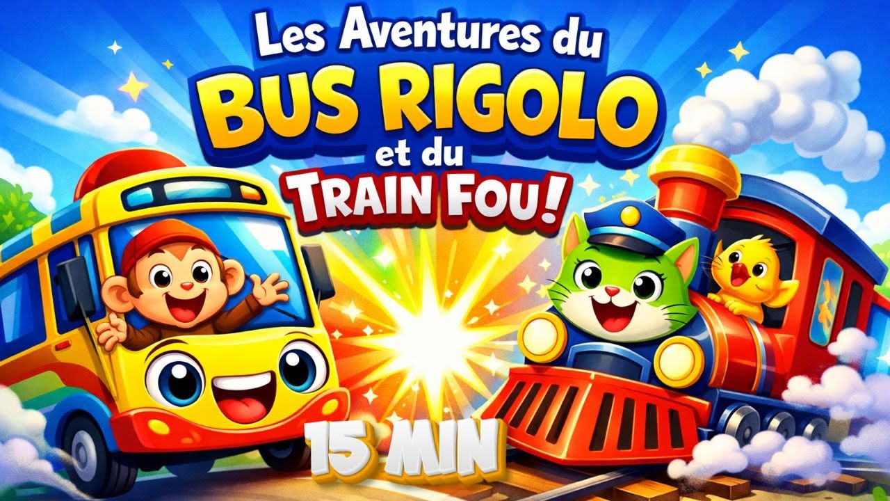Les Aventures du Bus Rigolo et du Train Fou 🚆🚌 | Compilation Comptines Enfants (15 min)