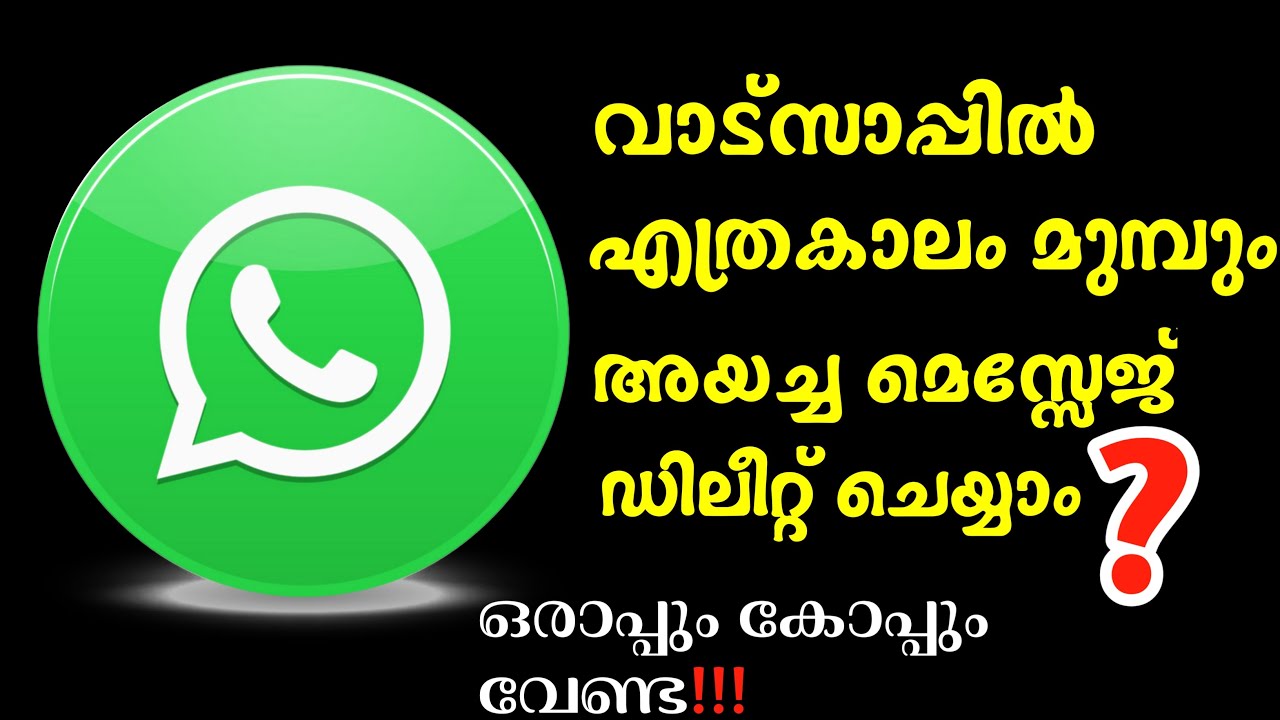 how to deleted WhatsApp messages any time || Malayalam video
