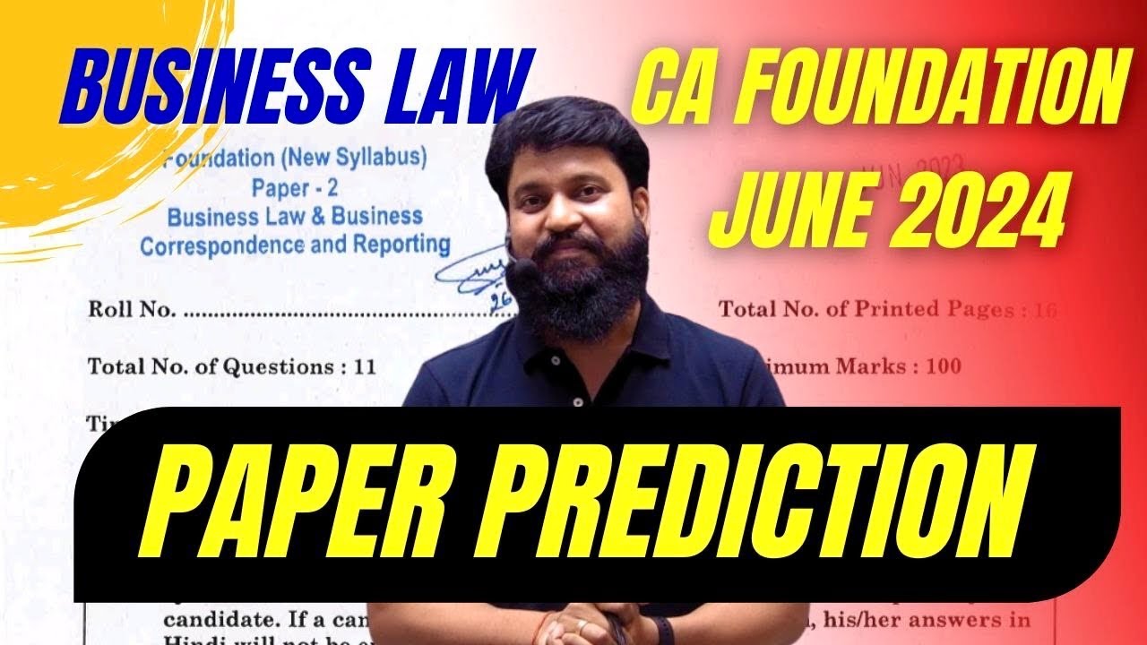 PAPER PREDICTION I CA Foundation June 2024 Business Law Paper Prediction #ctcclasses