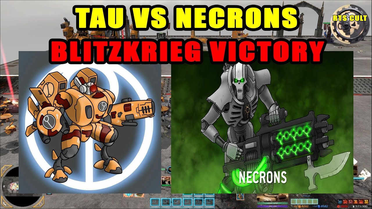 Blitzkrieg Victory Tau vs Necrons - Fast 4v4 Domination in DoW2 Codex!