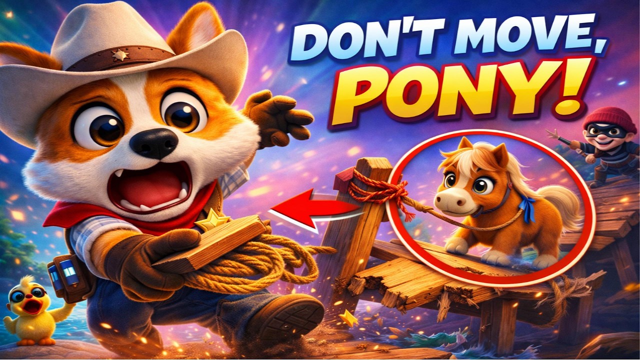 One Rope, Two Planks! Pony Bridge Rescue | Amazing Sheriff Corgi Cartoon Saves Funny Animals On Farm