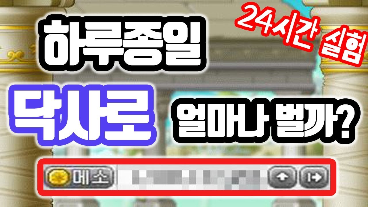메이플 하루종일 사냥으로 얼마나 벌수있을까? (사냥터 닭뛰2 메소버는법 아크 사냥영상)