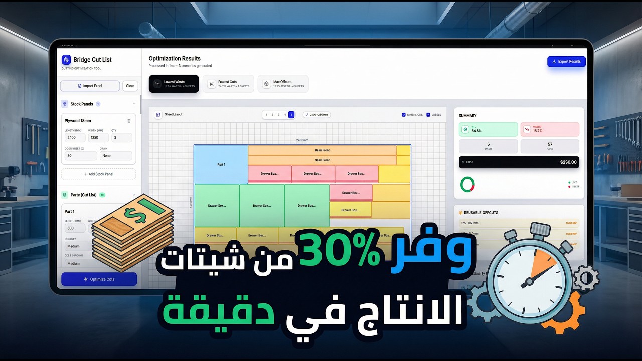 وفرر 30% من شيتات الانتاج باداة  بريدج كت ليست لبرنامج راينو