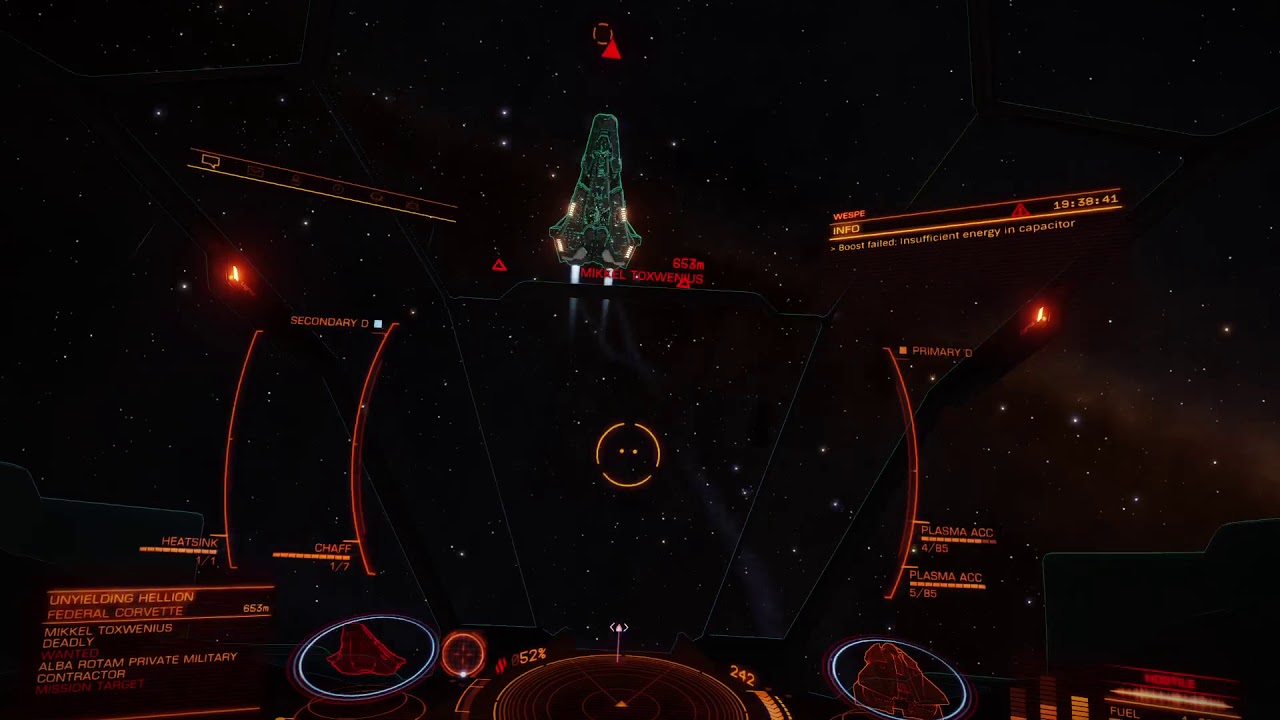 Elite Dangerous: Vulture with Two Plasmas and Really Bad Pilot Inside vs Deadly NPC Corvette