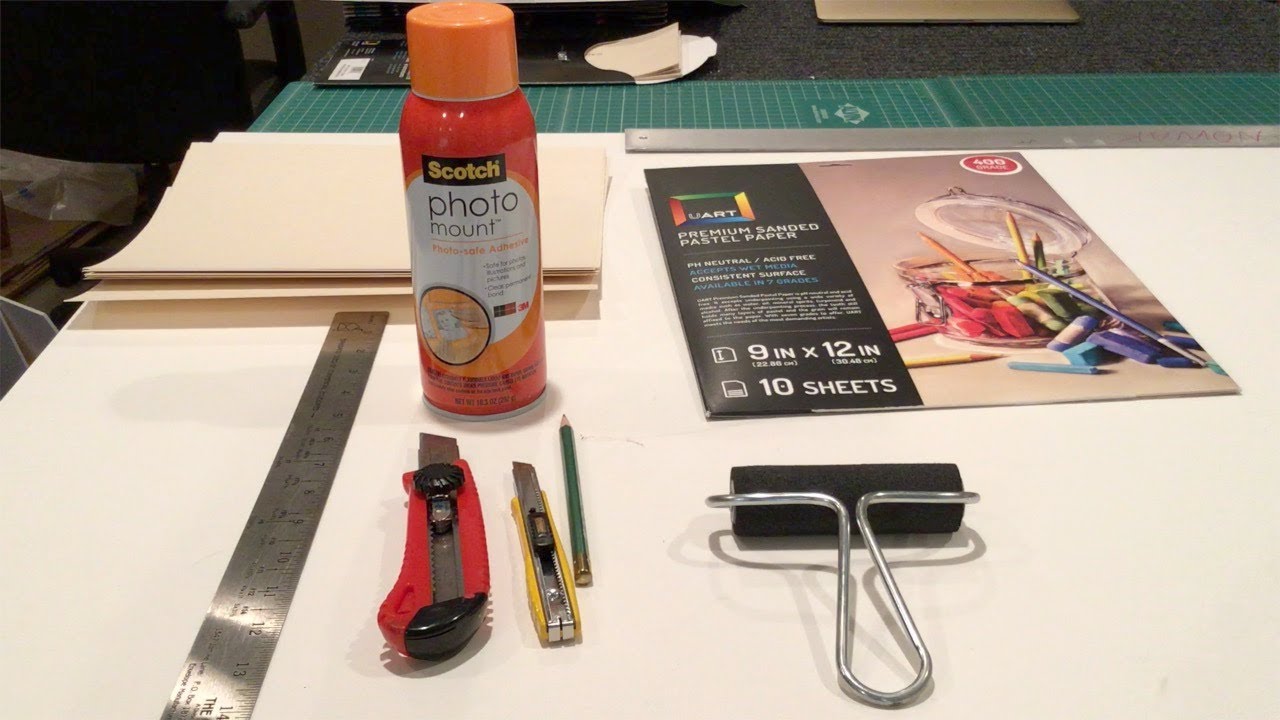 Mounting pastel paper onto foam core