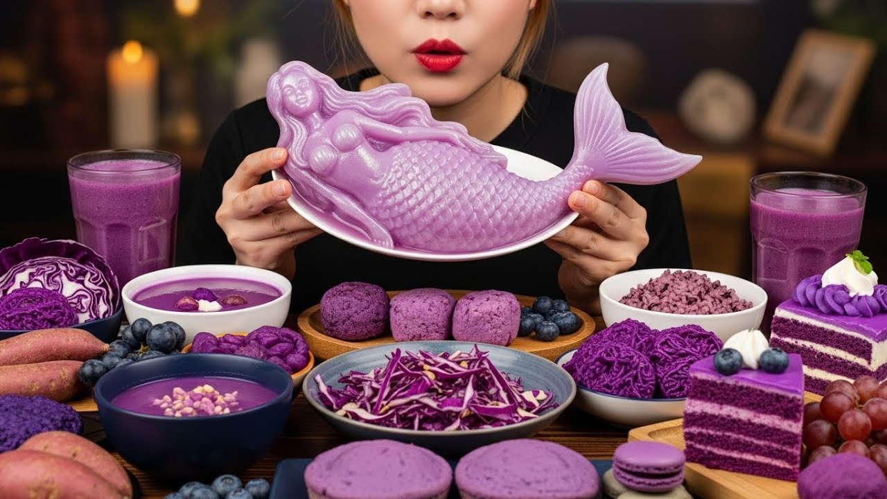 5 Minute ASMR | Eating Purple Foods – Crunchy, Soft & Satisfying Sounds