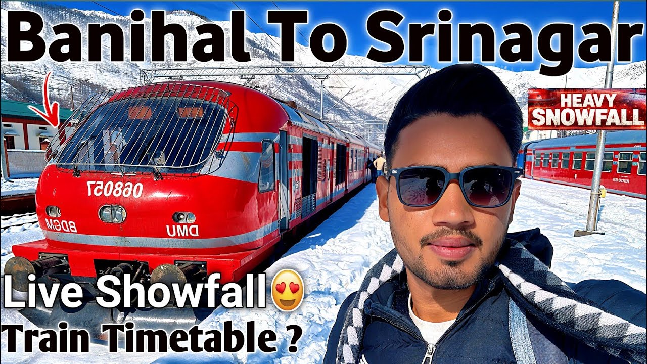 Kashmir valley train journey in snowfall | banihal to srinagar by train | banihal to srinagar
