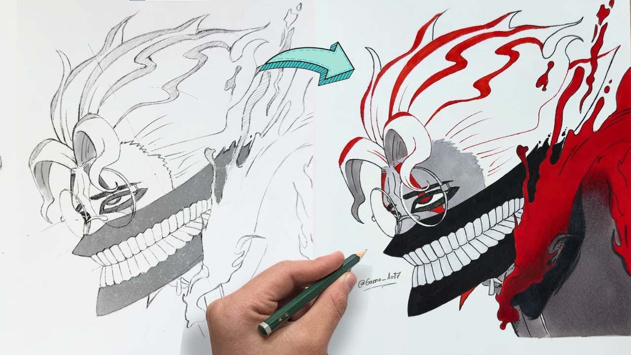 Cómo dibujar a OKARUN Transformado Paso a Paso