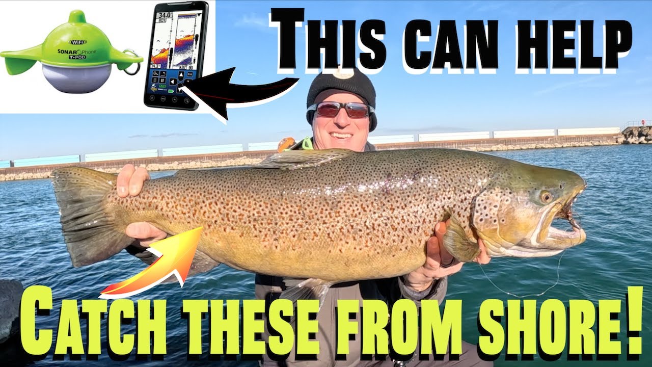 Shore Fishing Trophy Brown using the Vexilar SonarPhone T-Pod | Port Washington