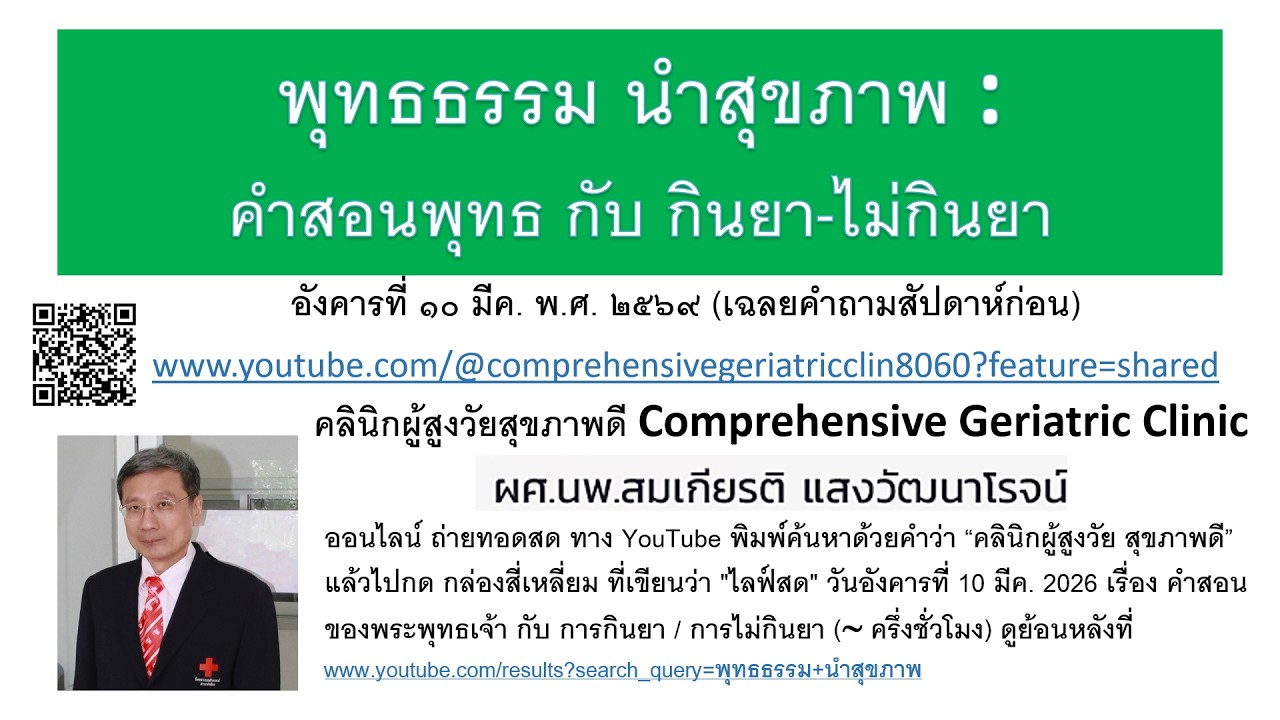 คำสอนพุทธ กับ การกินยา หรือ ไม่กินยา โดย  ผศ. นพ.สมเกียรติ แสงวัฒนาโรจน์ 3/10/2568