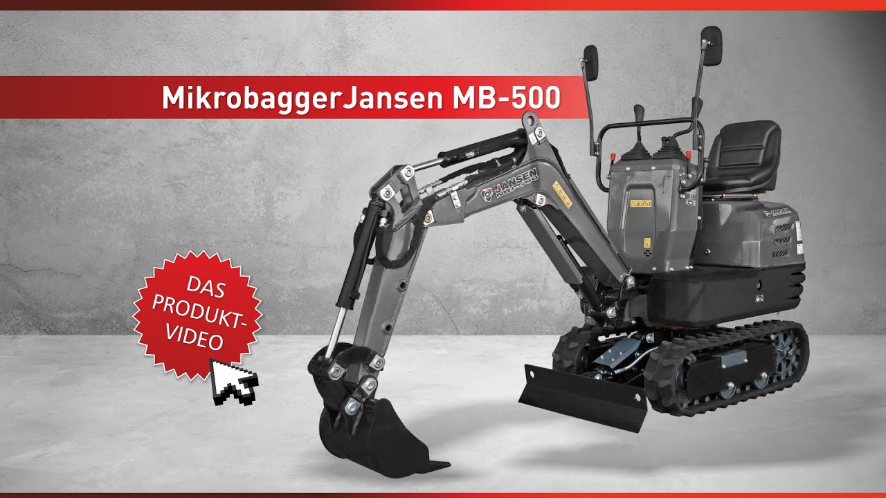 Mikrobagger Jansen MB-500, Minibagger, Benzin, Komplett-Set