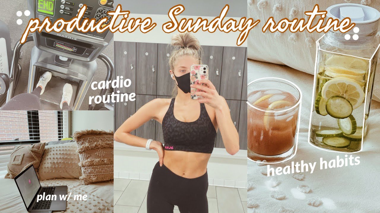 PRODUCTIVE SUNDAY ROUTINE! (cardio routine, dry-skin must-haves, + more)